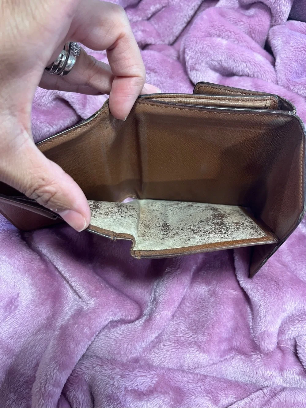 Louis Vuitton Brown Monogram Folding Wallet with Gold Snap